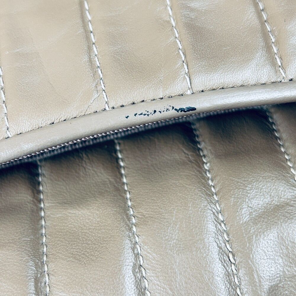 Meyers Vintage Taupe Leather Quilted Shoulder Bag Purse 9" X 7" - Picture 12 of 14
